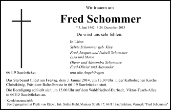 Traueranzeige von Fred Schommer von Mitteldeutsche Zeitung Quedlinburg