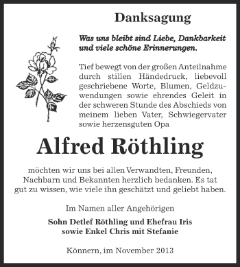 Traueranzeige von Alfred Röthling von Super Sonntag Bernburg