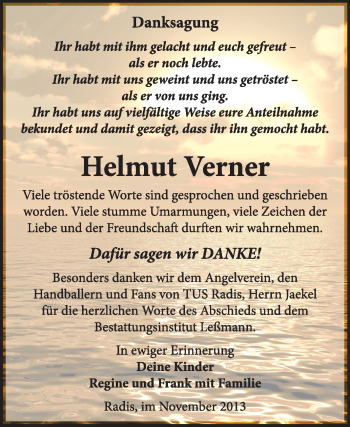 Traueranzeige von Helmut Verner von Super Sonntag Wittenberg
