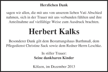 Traueranzeige von Herbert Kalks von WVG - Wochenspiegel Merseburg