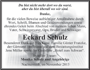 Traueranzeige von Eckard Schulz von Super Sonntag Aschersleben