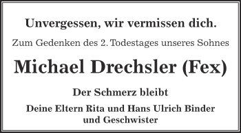 Traueranzeige von Michael Drechsler von Super Sonntag Zeitz