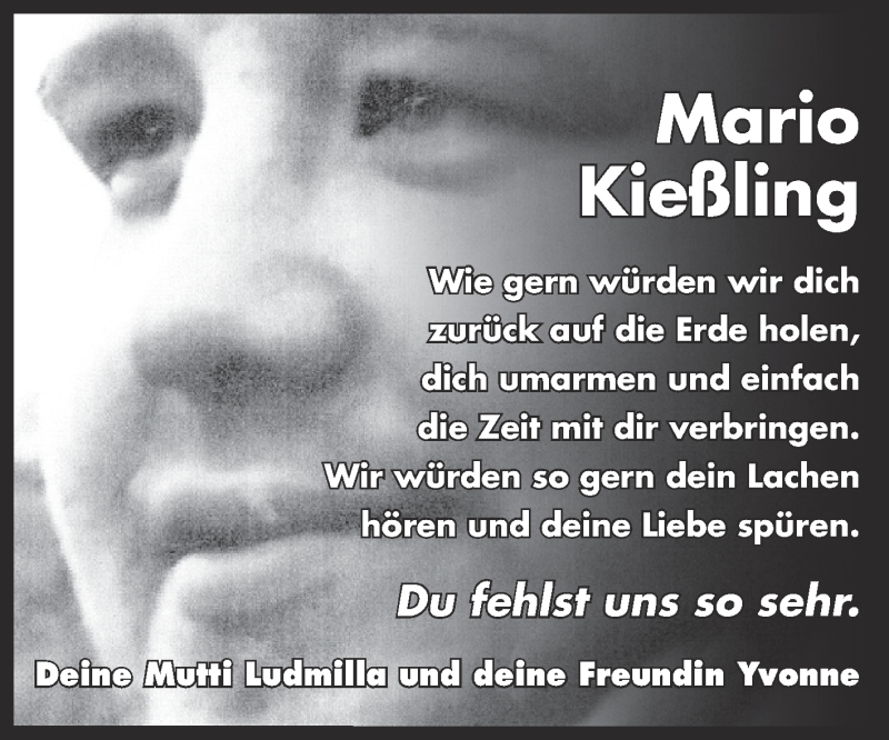  Traueranzeige für Mario Kießling vom 15.12.2013 aus Super Sonntag Zeitz