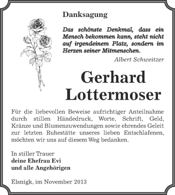 Traueranzeige von Gerhard Lottermoser von WVG - Wochenspiegel Dessau / Köthen