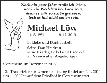 Traueranzeige von Michael Löw von WVG - Wochenspiegel NMB / WSF / ZTZ