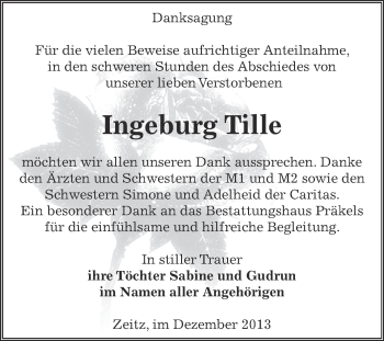 Traueranzeige von Ingeburg Tille von Super Sonntag Zeitz