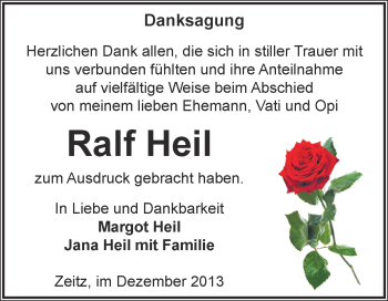 Traueranzeige von Ralf Heil von Super Sonntag Zeitz