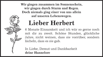 Traueranzeige von Herbert  von Super Sonntag Bernburg