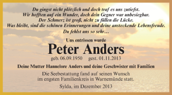 Traueranzeige von Peter Anders von Super Sonntag Aschersleben