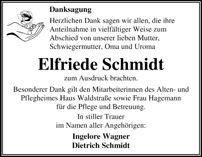  Traueranzeige für Elfriede Schmidt vom 22.12.2013 aus Super Sonntag Dessau / Köthen