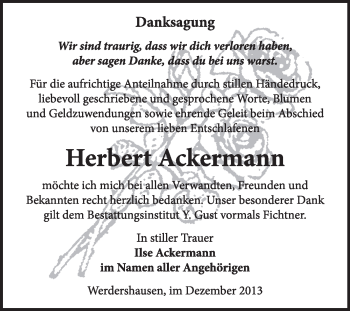 Traueranzeige von Herbert Ackermann von Super Sonntag Dessau / Köthen