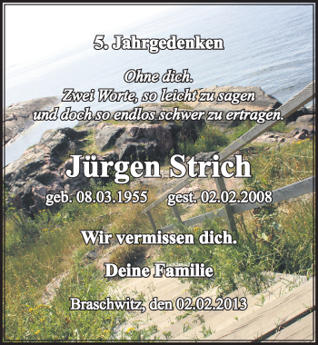 Traueranzeige von Jürgen Strich von Mitteldeutsche Zeitung Halle/Saalkreis