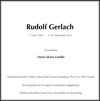 Traueranzeige von Rudolf Gerlach von Mitteldeutsche Zeitung Halle/Saalkreis