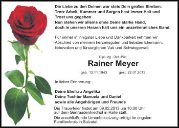 Traueranzeige von Rainer Meyer von Mitteldeutsche Zeitung Halle/Saalkreis