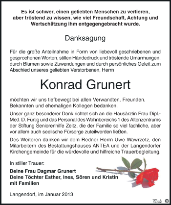 Traueranzeige von Konrad Grunert von Mitteldeutsche Zeitung Zeitz