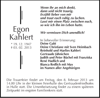 Traueranzeige von Egon Kahlert von Mitteldeutsche Zeitung Halle/Saalkreis