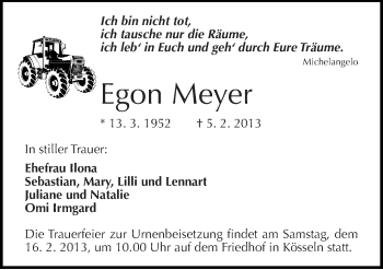 Traueranzeige von Egon Meyer von Mitteldeutsche Zeitung Halle/Saalkreis