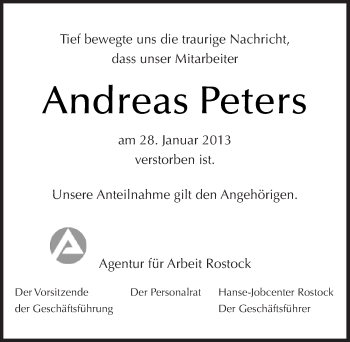 Traueranzeige von Andreas Peters von Mitteldeutsche Zeitung Quedlinburg