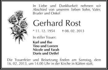 Traueranzeige von Gerhard Rost von Mitteldeutsche Zeitung Halle/Saalkreis