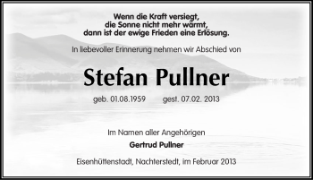 Traueranzeige von Stefan Pullner von Mitteldeutsche Zeitung Aschersleben