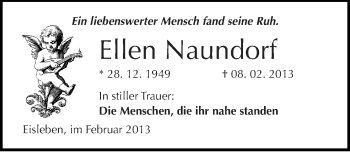 Traueranzeige von Ellen Naundorf von Mitteldeutsche Zeitung Mansfelder Land