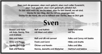 Traueranzeige von Sven  von Mitteldeutsche Zeitung Naumburg/Nebra