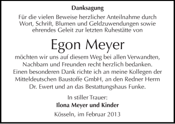 Traueranzeige von Egon Meyer von Mitteldeutsche Zeitung Halle/Saalkreis