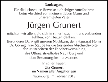 Traueranzeige von Jürgen Grunert von Mitteldeutsche Zeitung Naumburg/Nebra