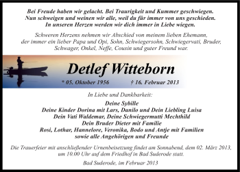 Traueranzeige von Detlef Witteborn von Mitteldeutsche Zeitung Quedlinburg