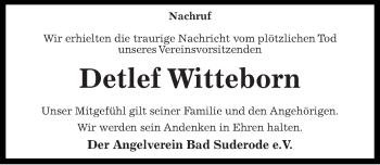 Traueranzeige von Detlef Witteborn von Mitteldeutsche Zeitung Quedlinburg