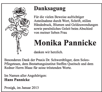 Traueranzeige von Monika Pannicke von Mitteldeutsche Zeitung Köthen