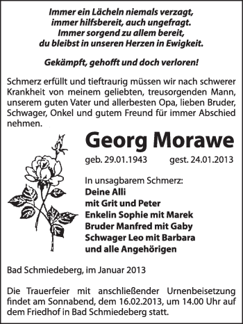 Traueranzeige von Georg Morawe von Mitteldeutsche Zeitung Jessen