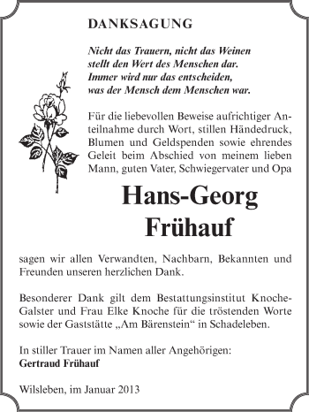 Traueranzeige von Hans-Georg Frühauf von Mitteldeutsche Zeitung Aschersleben