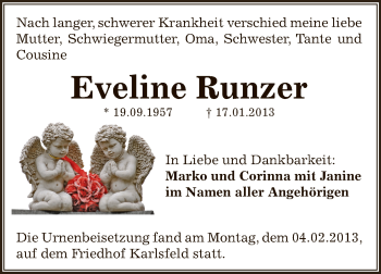 Traueranzeige von Eveline Runzer von Mitteldeutsche Zeitung Bitterfeld