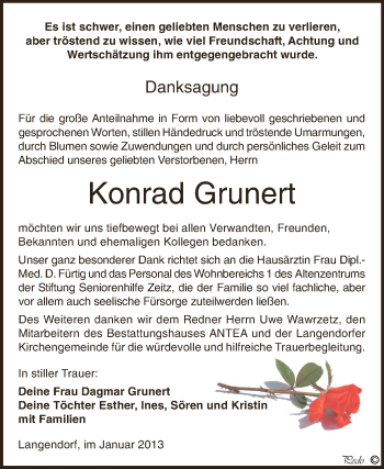 Traueranzeige von Konrad Grunert von Mitteldeutsche Zeitung Zeitz