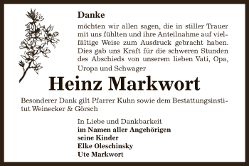 Traueranzeige von Heinz Markwort von Mitteldeutsche Zeitung Bernburg