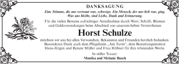 Traueranzeige von Horst Schulze von Mitteldeutsche Zeitung Aschersleben
