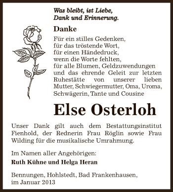 Traueranzeige von Else Osterloh von Mitteldeutsche Zeitung Sangerhausen
