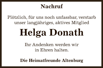 Traueranzeige von Helga Donath von Mitteldeutsche Zeitung Bernburg