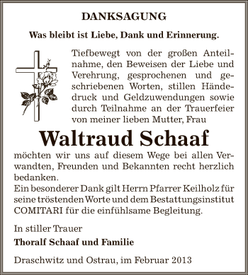 Traueranzeige von Waltraud Schaaf von Mitteldeutsche Zeitung Zeitz