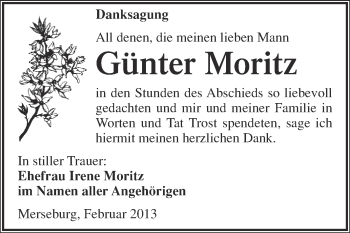 Traueranzeige von Günter Moritz von Mitteldeutsche Zeitung Merseburg/Querfurt