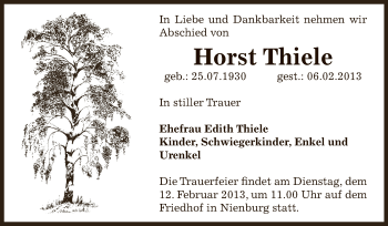 Traueranzeige von Horst Thiele von Mitteldeutsche Zeitung Bernburg