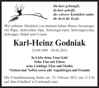 Traueranzeige von Karl-Heinz Godniak von Mitteldeutsche Zeitung Aschersleben