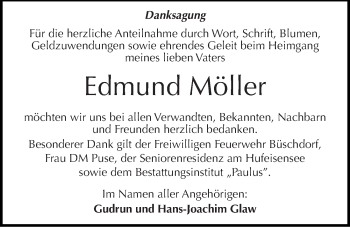 Traueranzeige von Edmund Möller von Mitteldeutsche Zeitung Halle/Saalkreis