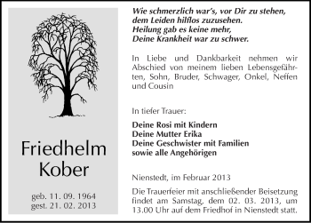 Traueranzeige von Friedhelm Kober von Mitteldeutsche Zeitung Sangerhausen