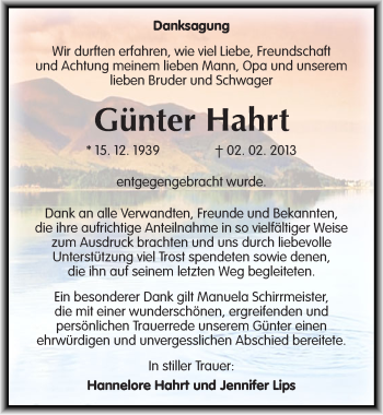 Traueranzeige von Günter Hahrt von Mitteldeutsche Zeitung Naumburg/Nebra