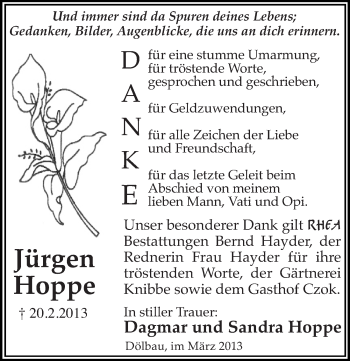 Traueranzeige von Jürgen Hoppe von Mitteldeutsche Zeitung Halle/Saalkreis