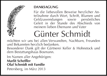Traueranzeige von Günter Schmidt von Mitteldeutsche Zeitung Halle/Saalkreis