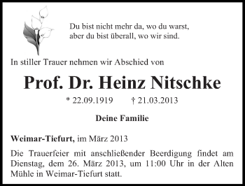 Traueranzeige von Heinz Nitschke von Mitteldeutsche Zeitung Halle/Saalkreis