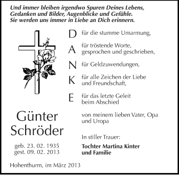 Traueranzeige von Günter Schröder von Mitteldeutsche Zeitung Halle/Saalkreis